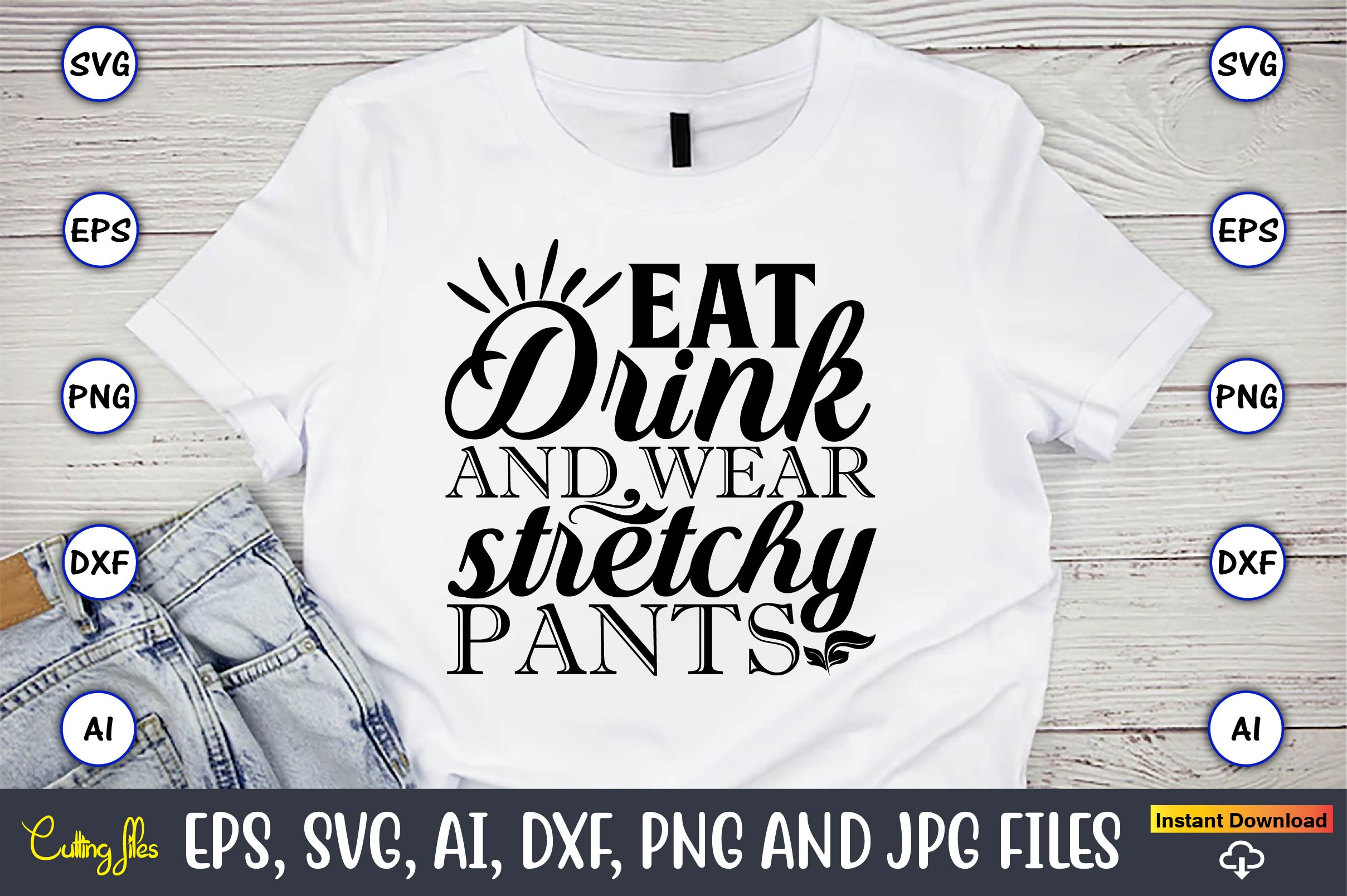 T-Shirt Eat Drink SVG Design Bundle preview image.