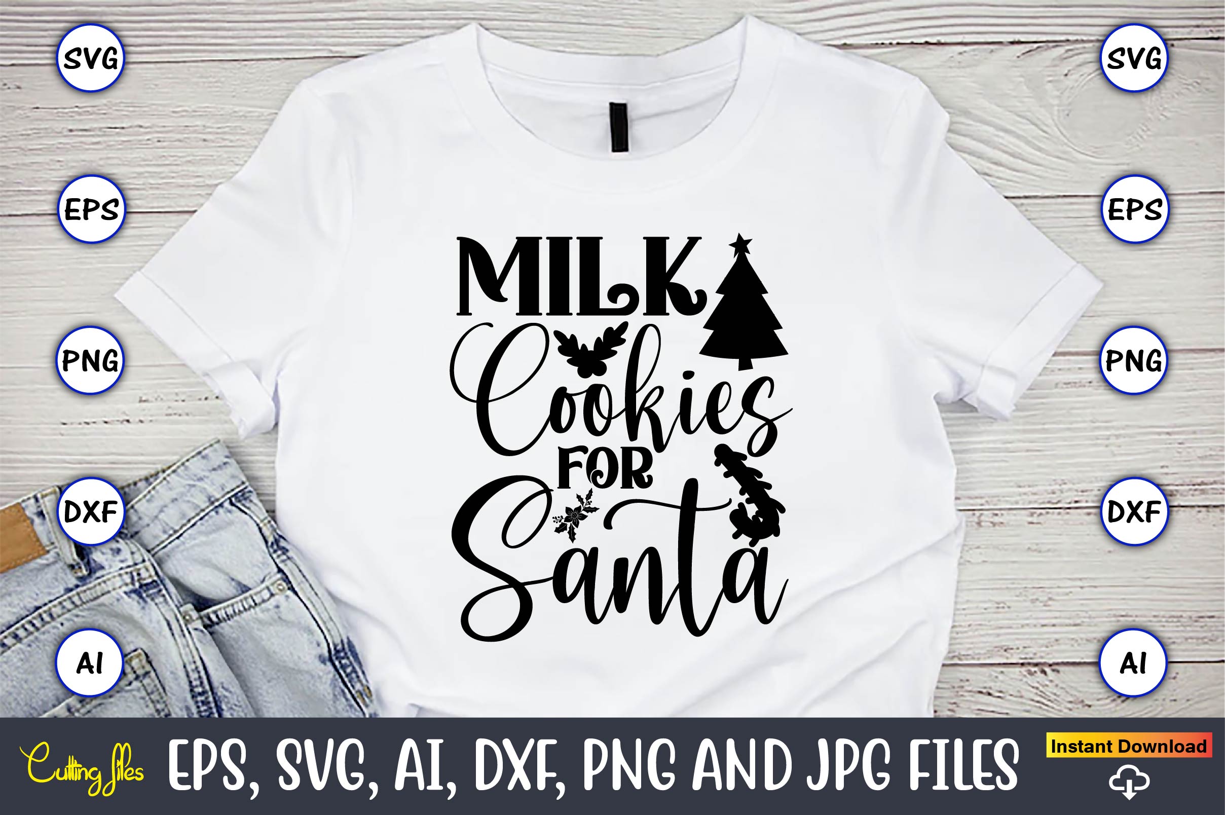 Cookies for Santa Christmas T-Shirt Design Bundle preview image.