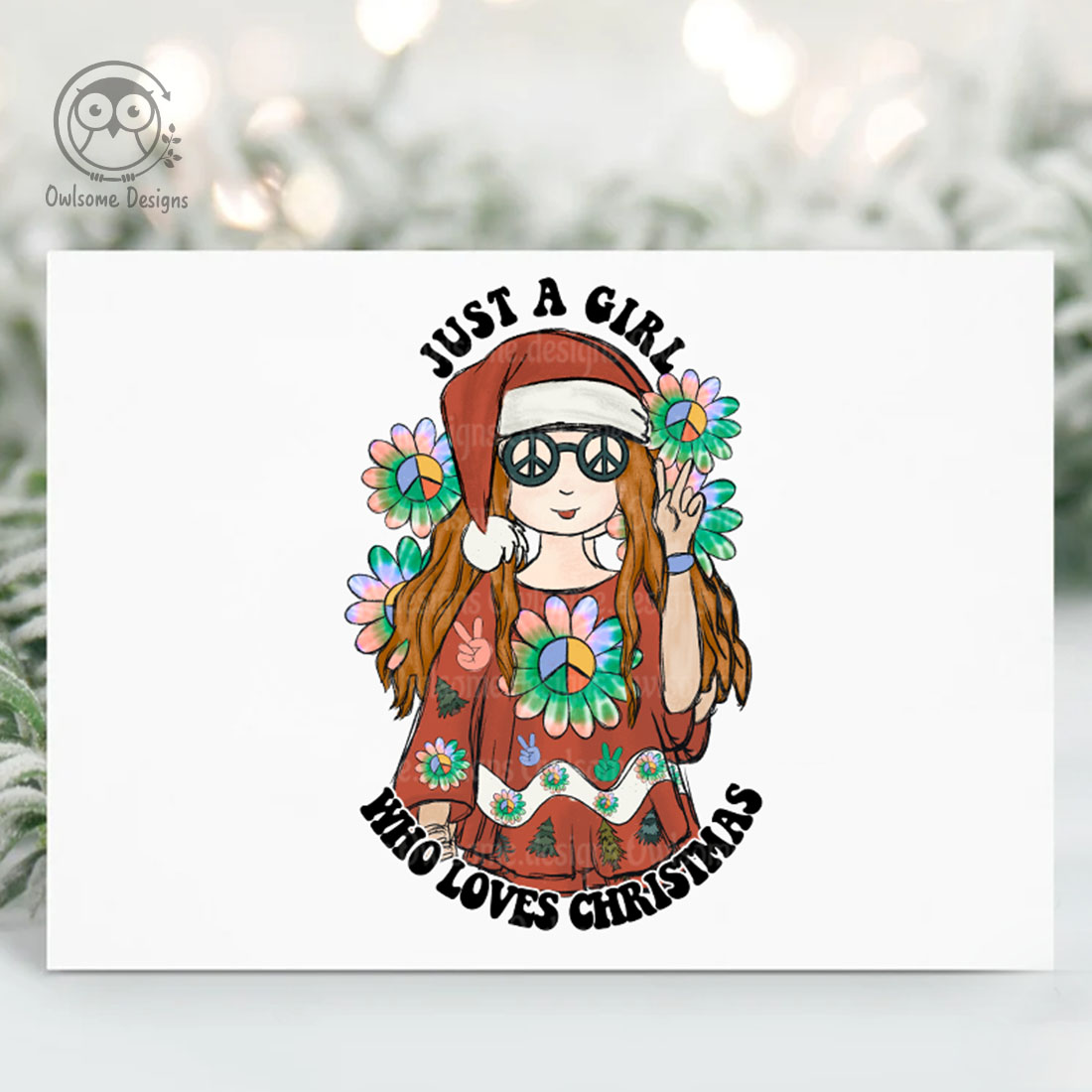 Christmas Hippie Girl Sublimation Graphics cover image.