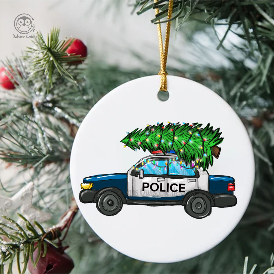 Christmas Tree On Police Car - Christmas toy preview.