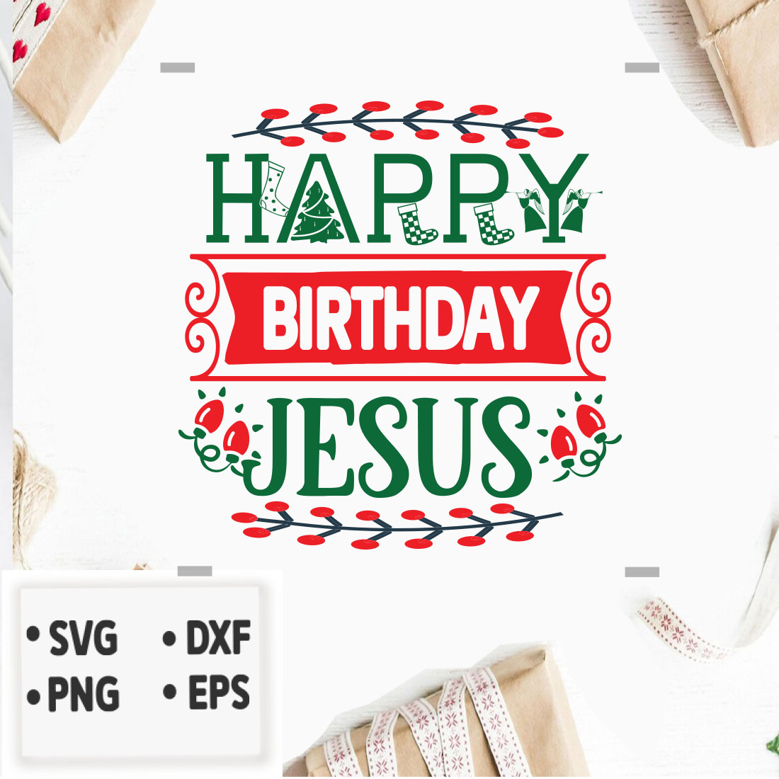Image with enchanting print Happy birthday Jesus.