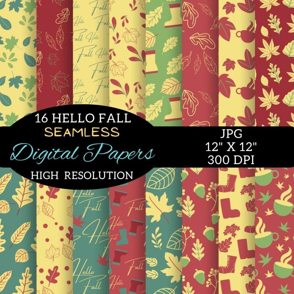 Fall Digital Paper Patterns Design - MasterBundles