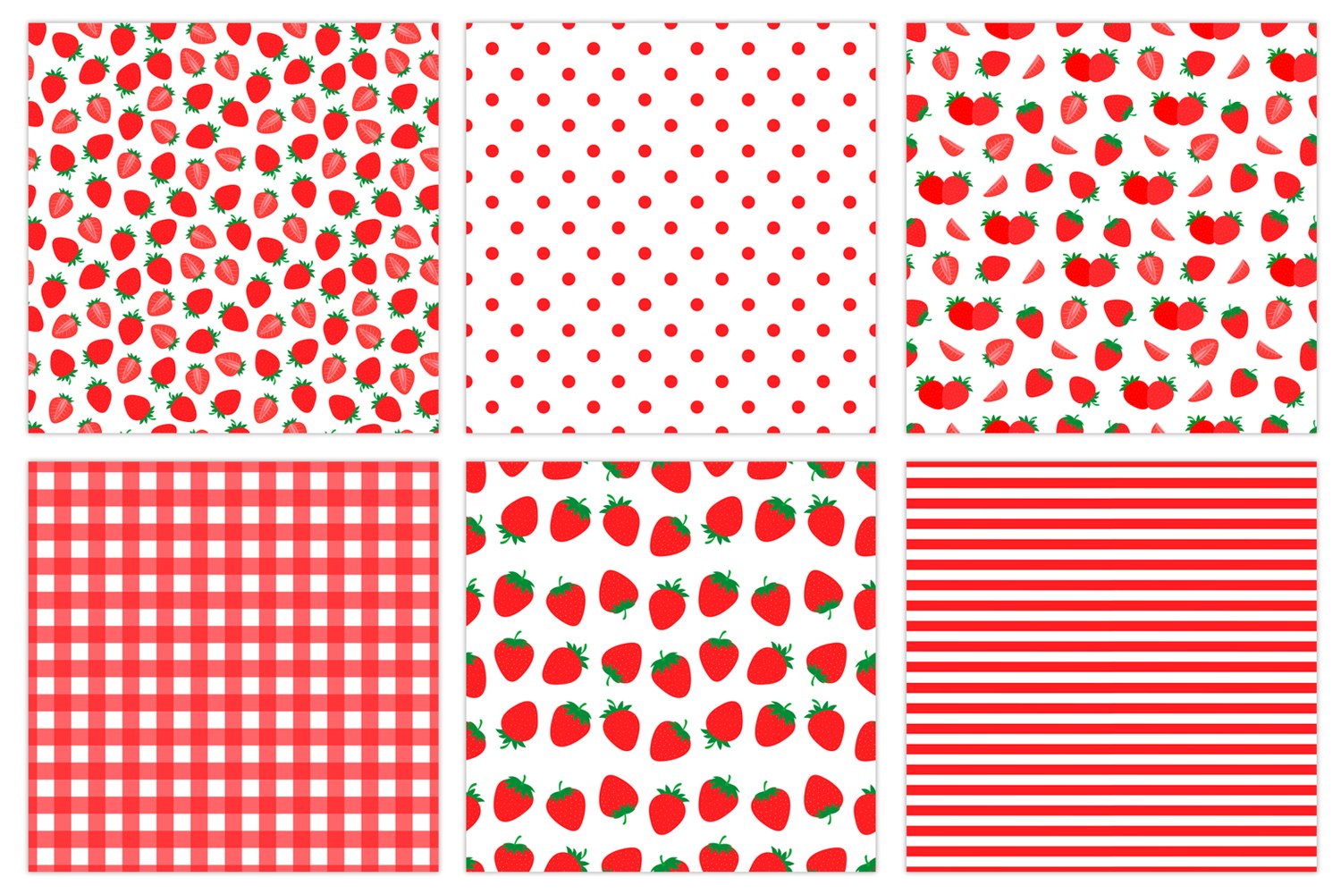 Big diversity of strawberries patterns.