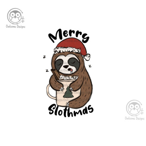 Sloth Christmas Sublimation Design cover image.