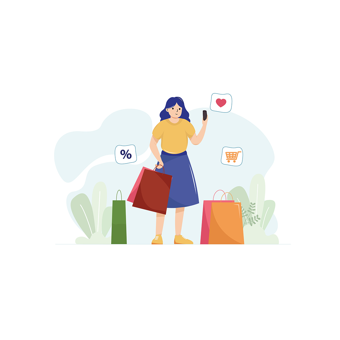 Woman Shopping Illustration - main image preview.