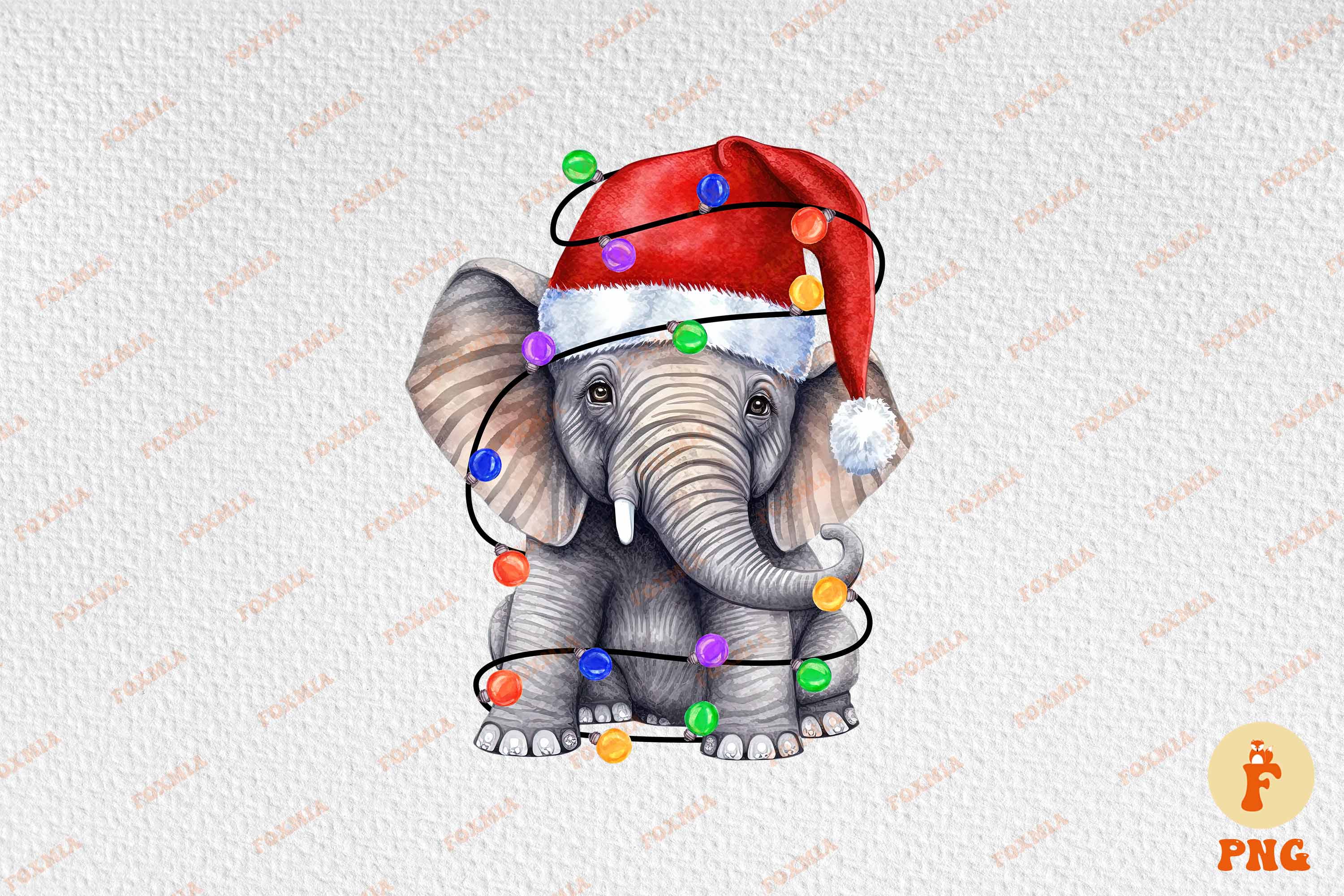 Amazing image of an elephant wearing a santa hat.