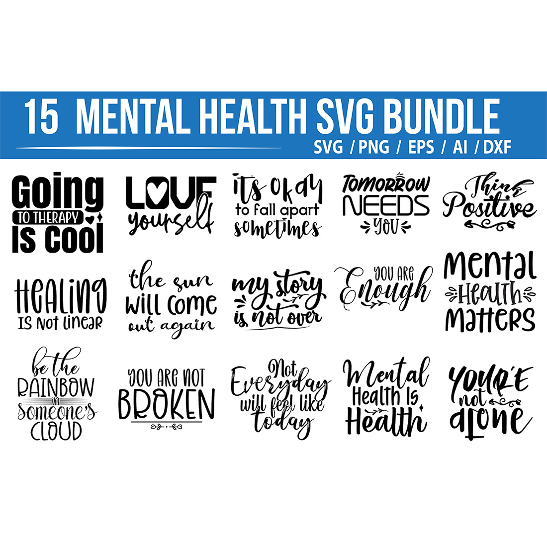 T-shirt Typography Mental Health SVG Design cover image.