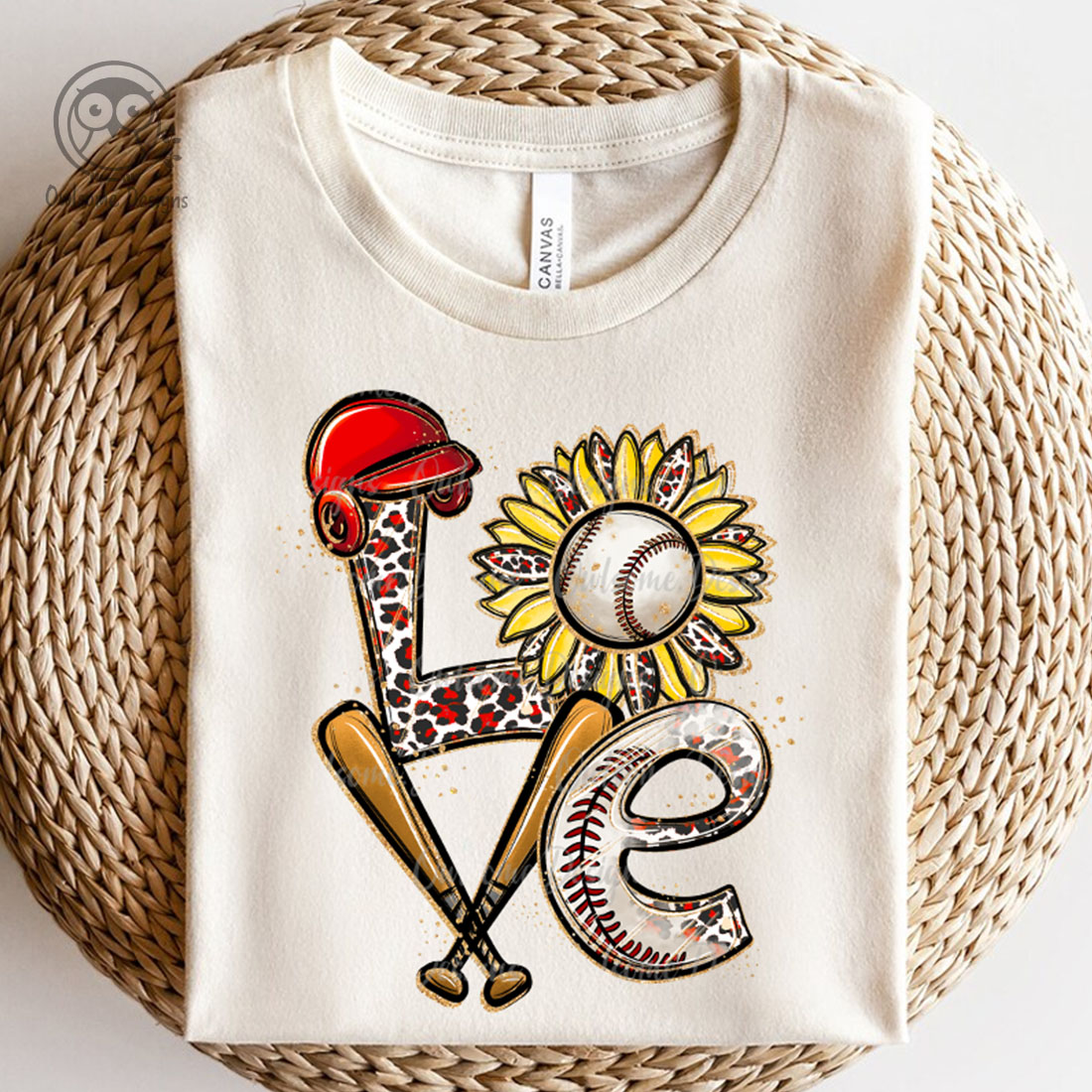 Image of a T-shirt with a beautiful inscription Love with baseball elements.