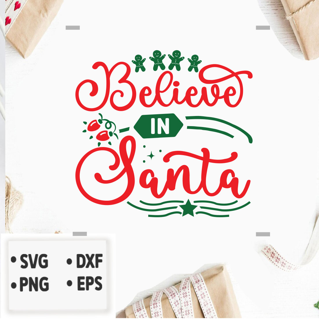 Image with colorful prints Believe in santa.