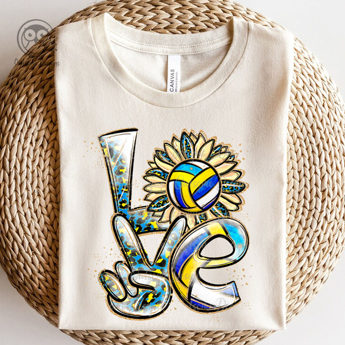 The image of a T-shirt with an enchanting inscription Love with elements of volleyball.
