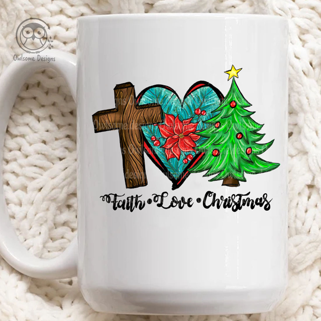 Christmas Mug Peace Love Sublimation Design cover image.