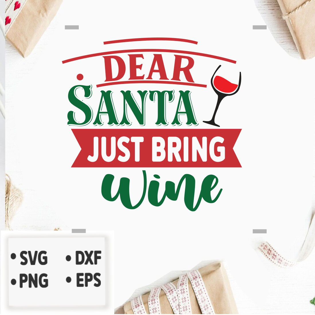 Image with gorgeous print Dear Santa Just Bring Wine.