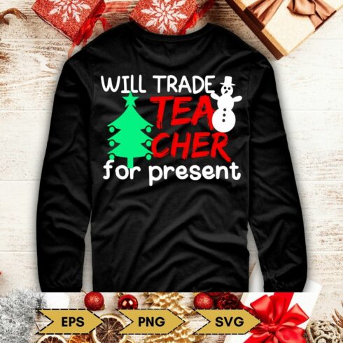 Image of a black sweatshirt with an enchanting Christmas print.