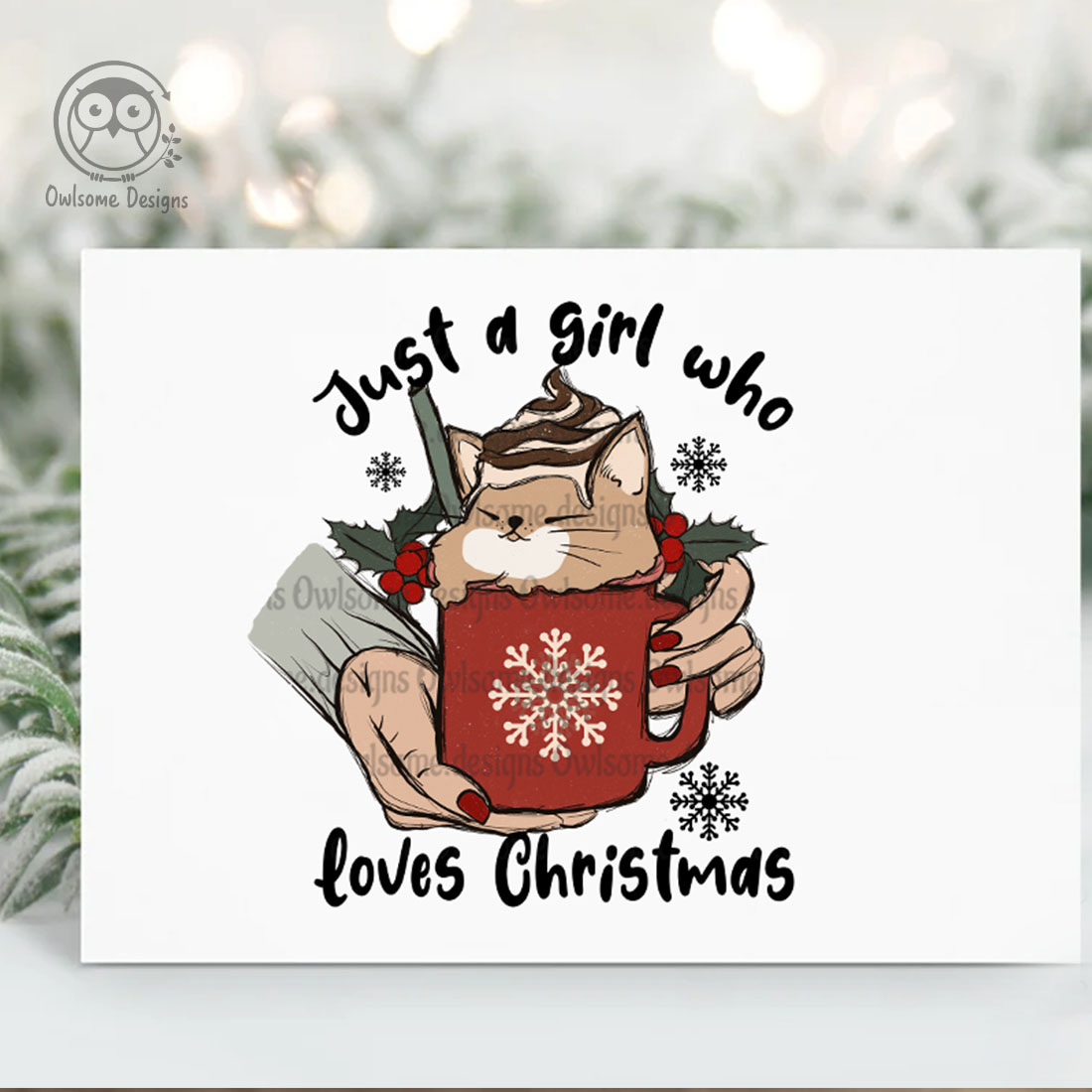 Girl Loves Christmas Sublimation Design preview image.