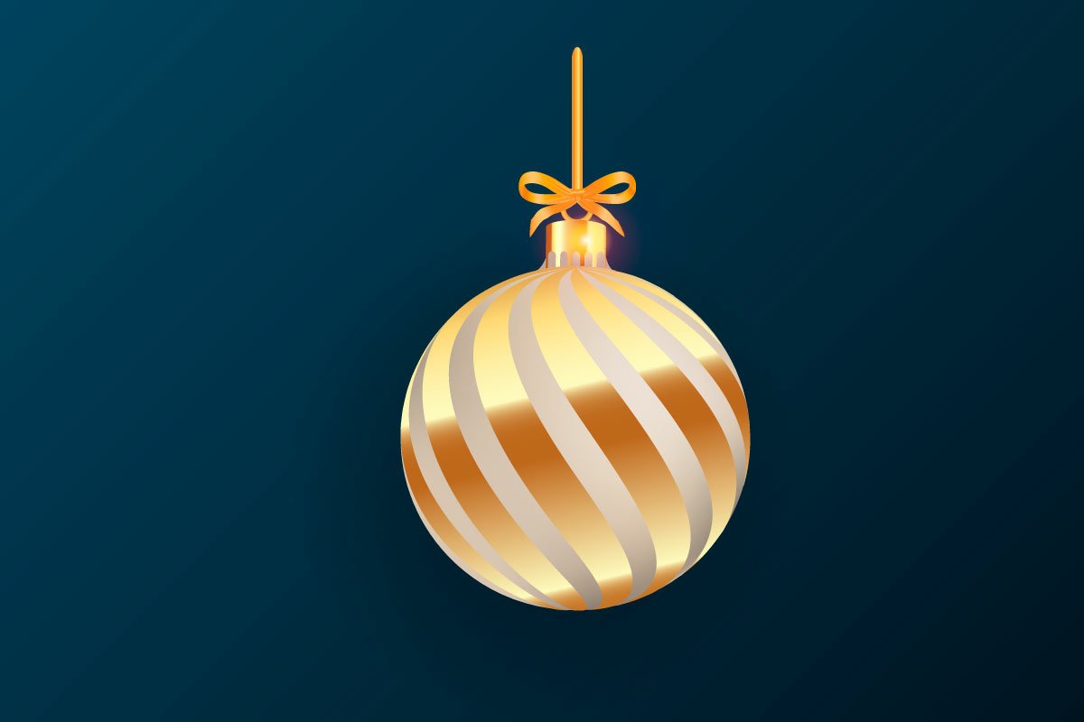 Glance gold Christmas ball with the matte lines.