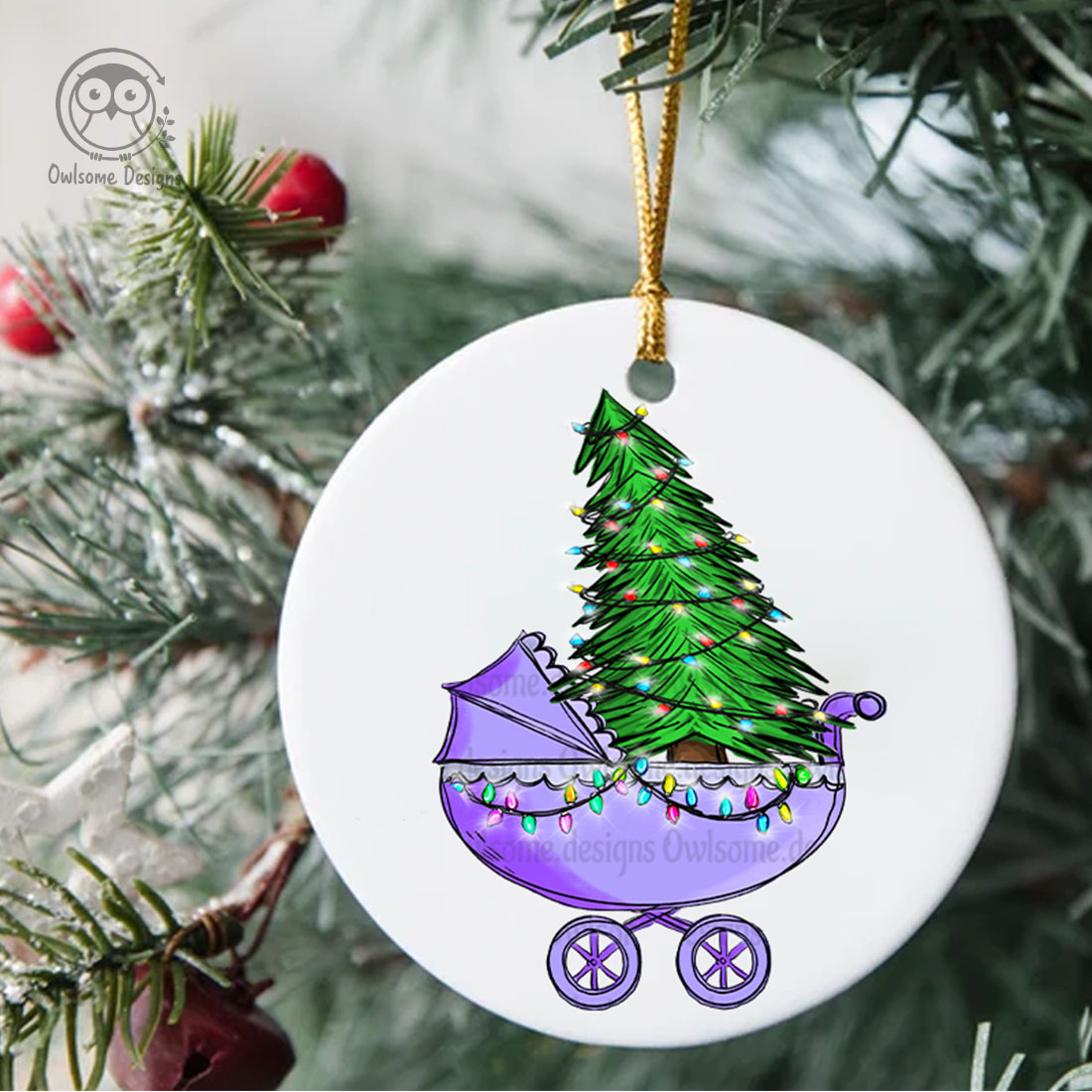 Christmas Tree Baby Car Sublimation Design preview image.