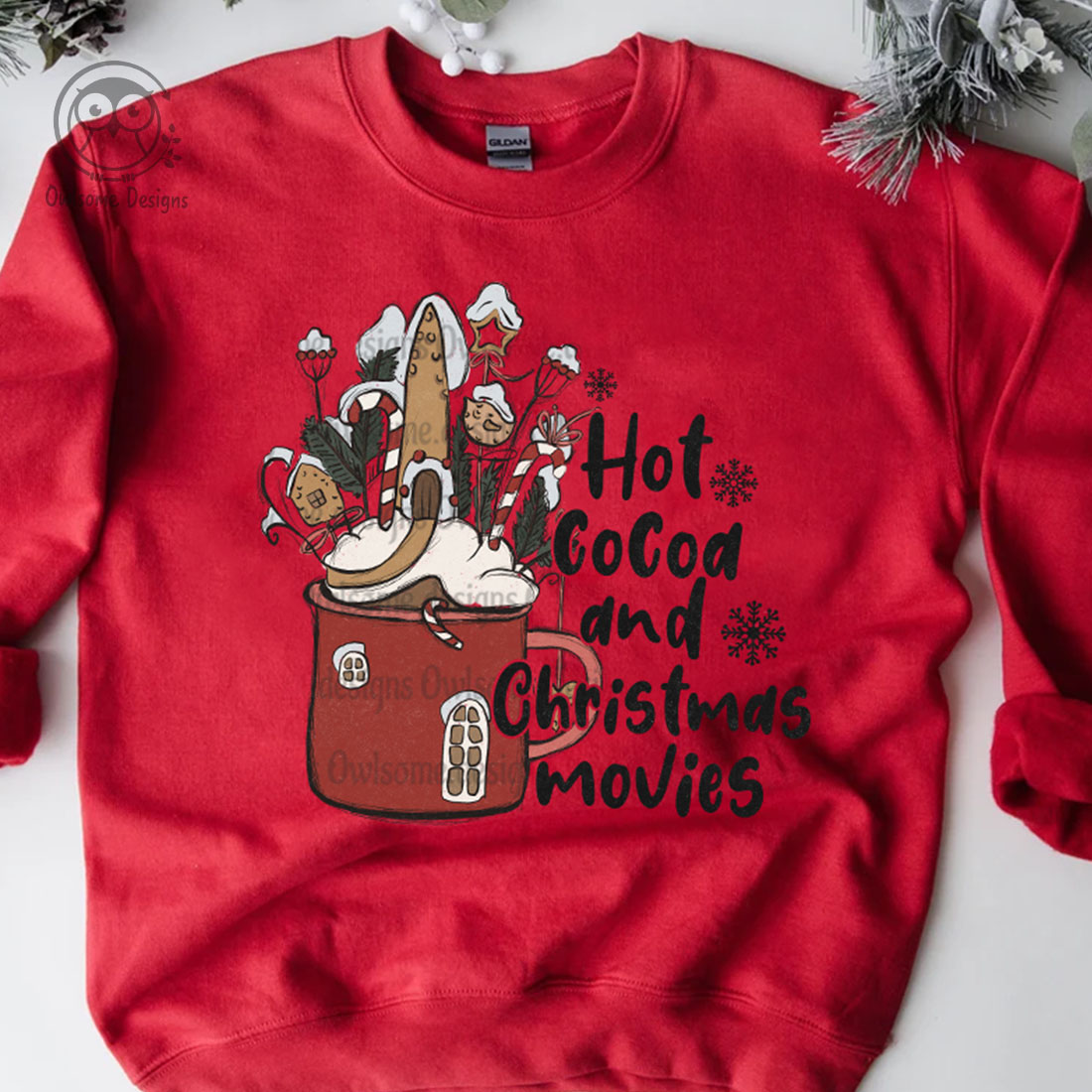 Christmas Hot Cocoa Sublimation Design preview image.