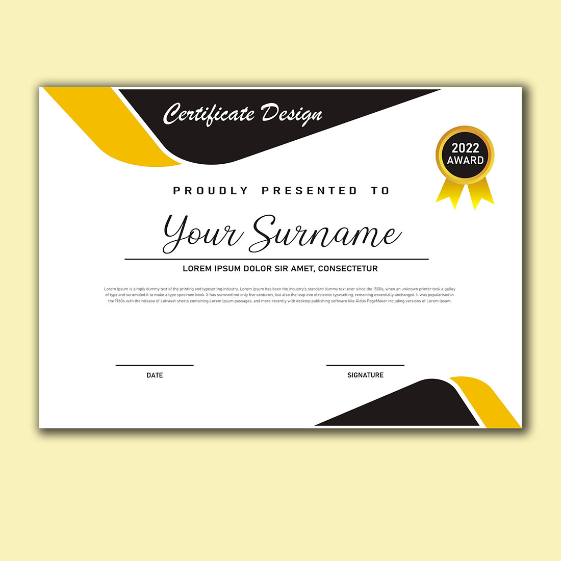 Vintage Style Certificate Design preview image.