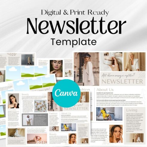 Canva Newsletter Template Cosmetics - main image preview.