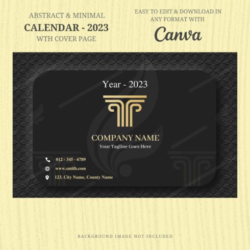 Black & Golden Calendar 2023 Template - main image preview.