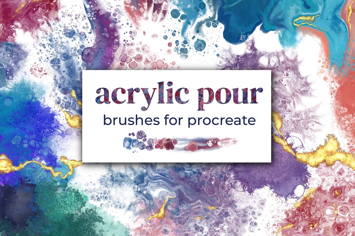 Cover image of Acrylic Pour Brushes for Procreate.