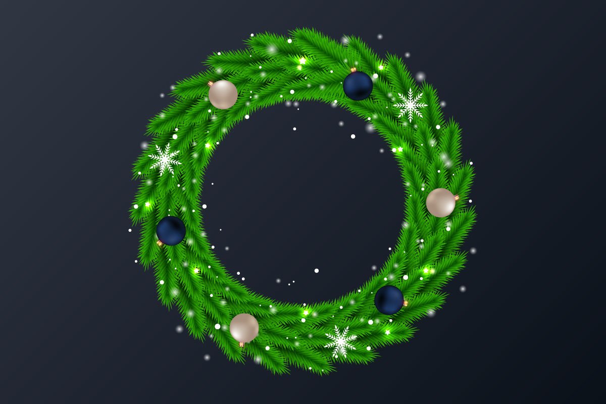 Green Christmas wreath with lighter.