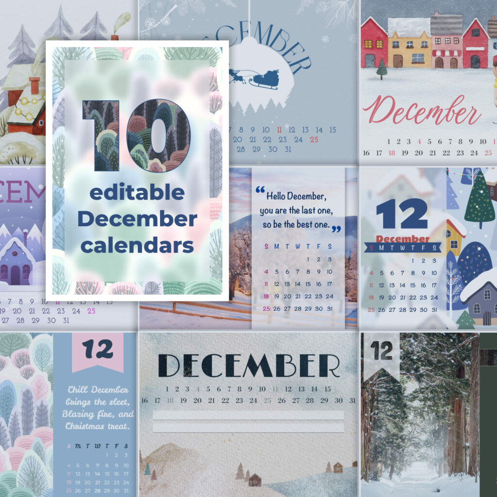 10 Free Editable December Calendars MasterBundles