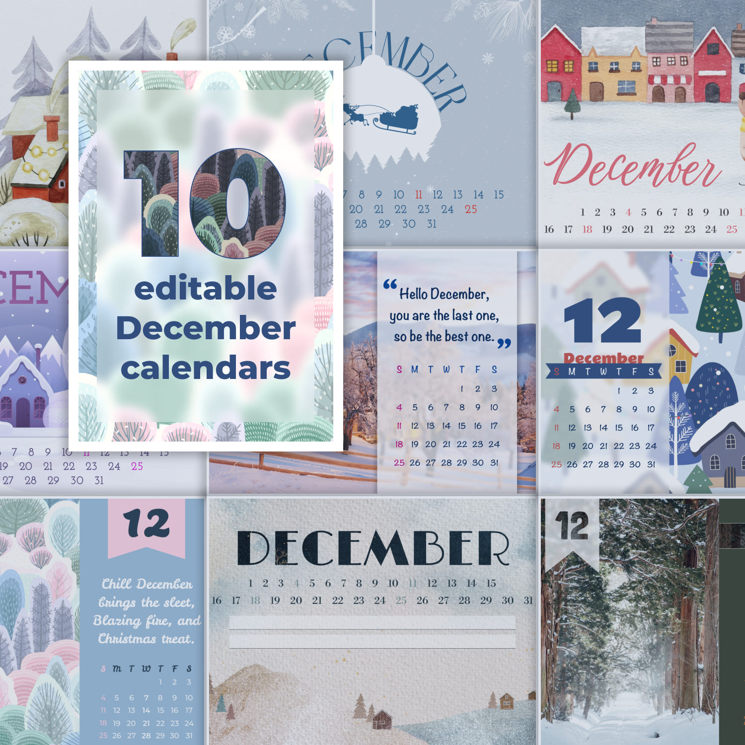 10 Free Editable December Calendars.