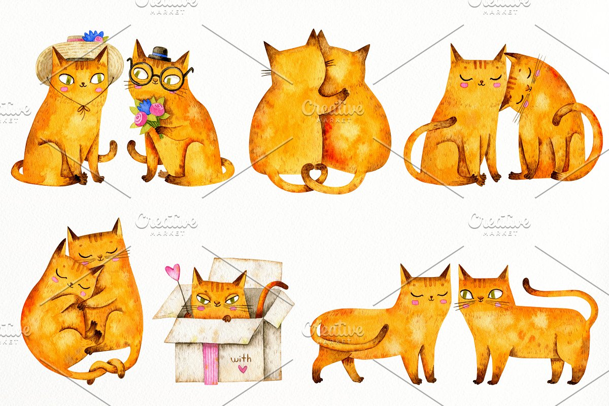 "Cats in love" Valentine's day set.