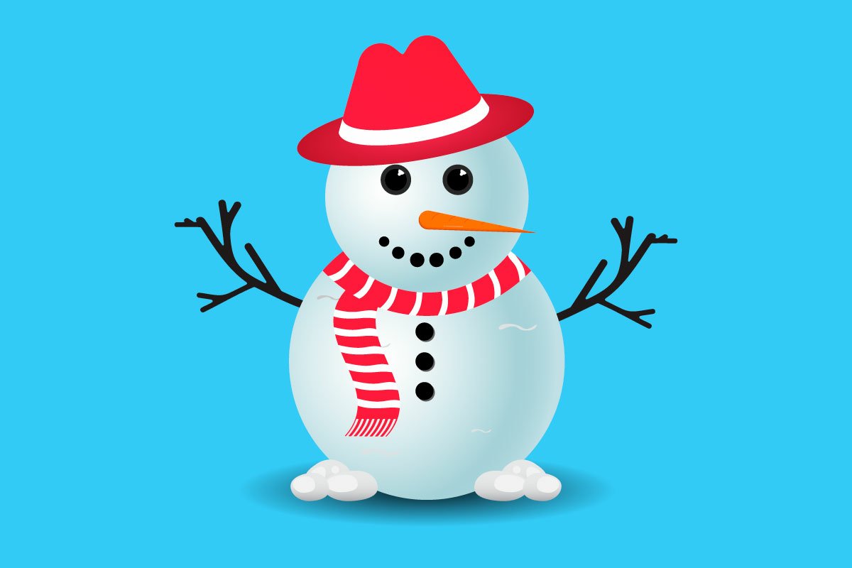 Creative stylish snowman on a blue background.