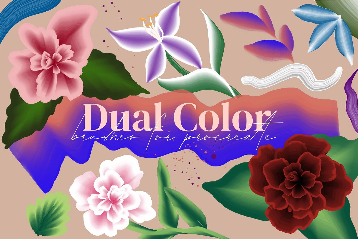Cover image of Dual Color Brushes for Procreate.
