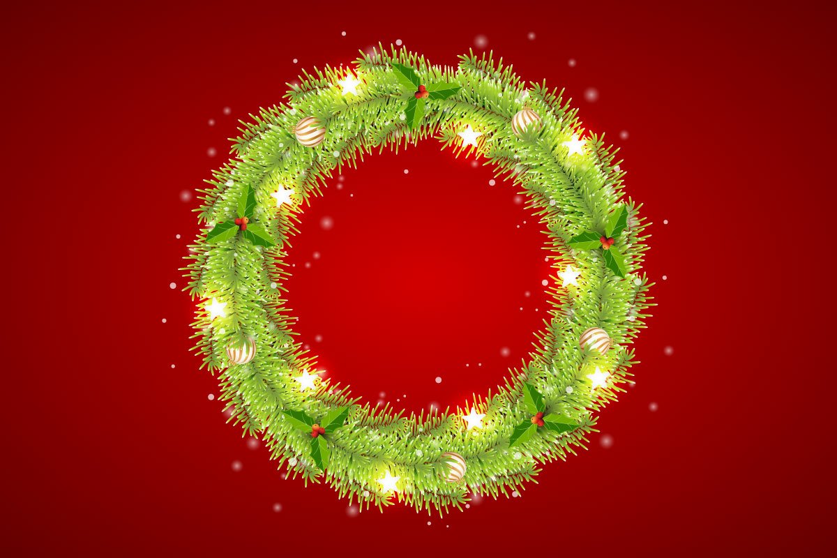 Simple shinning Christmas wreath.