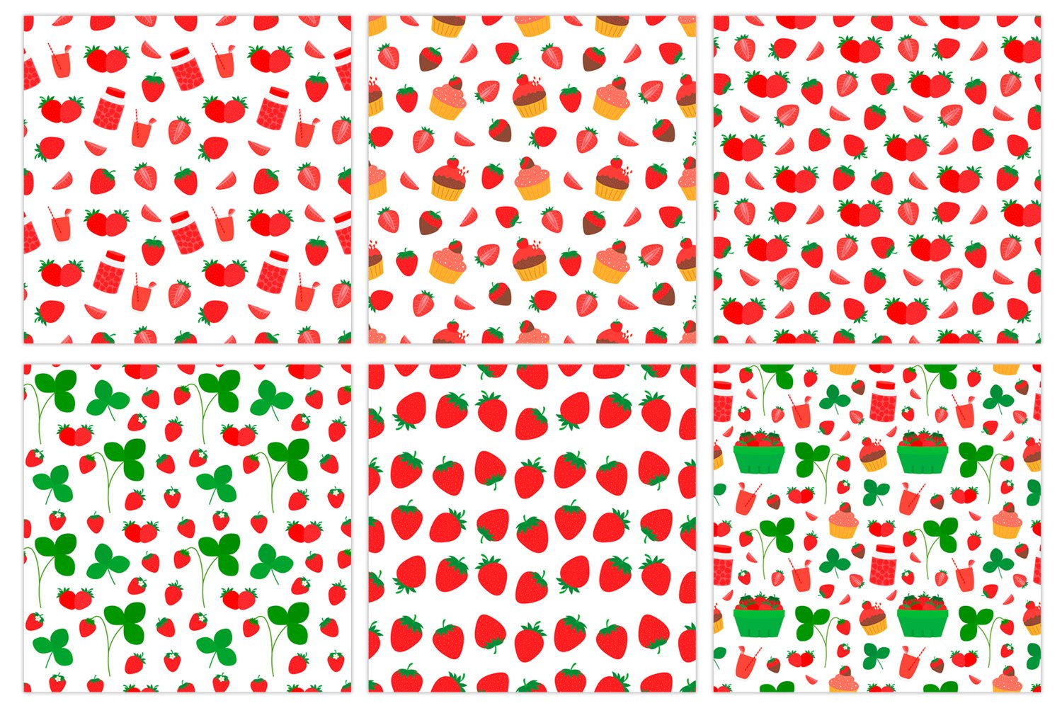 Big diversity of strawberries patterns.