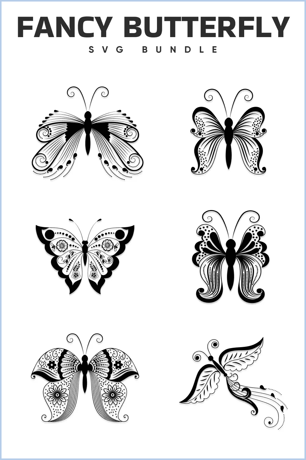 6 sketches of butterflies with different wing shapes.