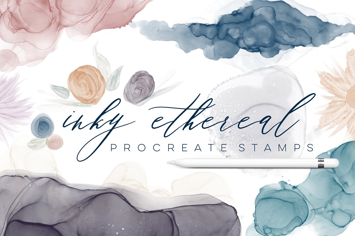 Cover image of Inky Ethereal Procreate Stamps.