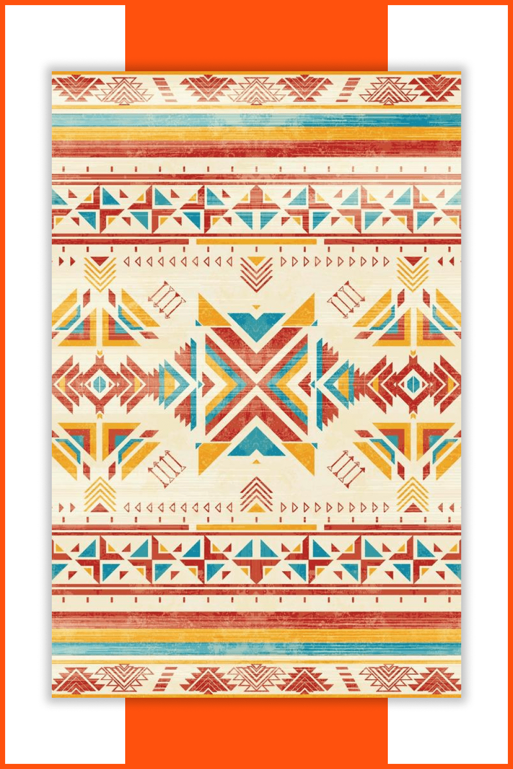 Collage of geometric color images in Indian style on a beige background.