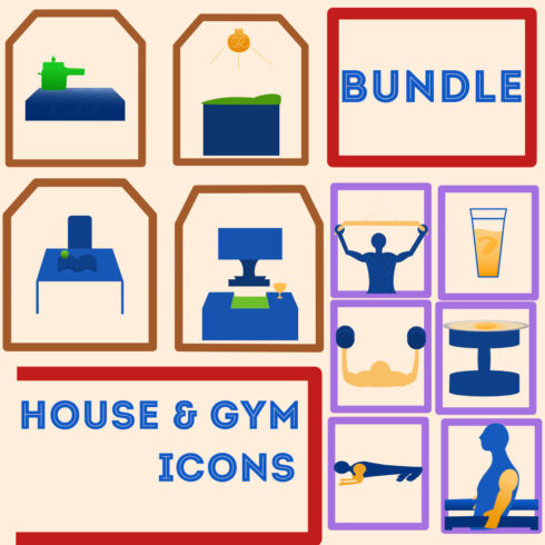 House and Gym Colored Icons Bundle cover image.