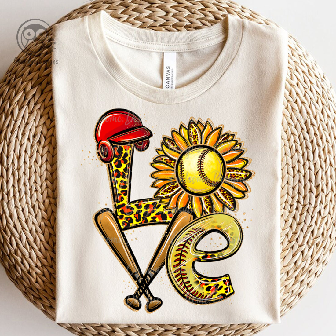 Image of a T-shirt with an exquisite inscription Love with softball elements.