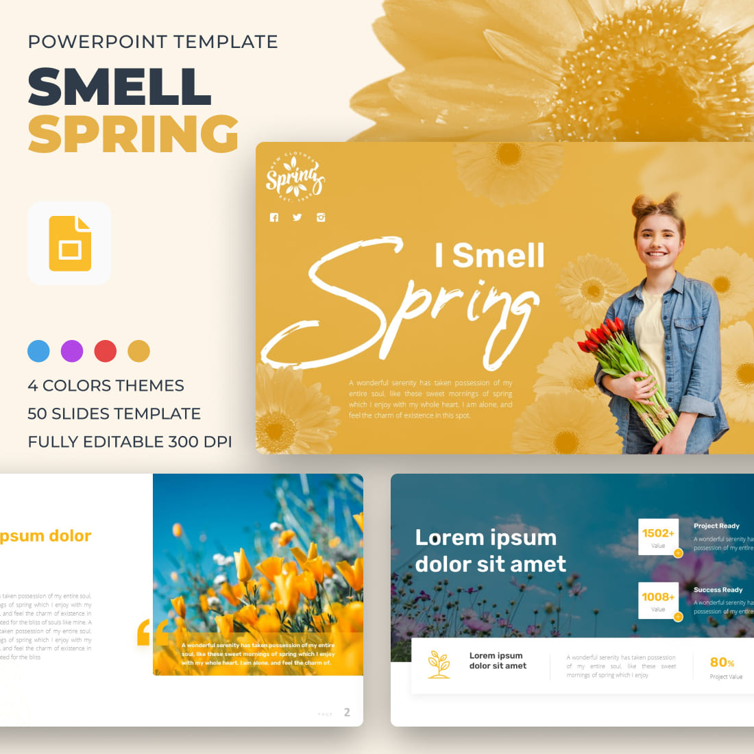 A pack of images of gorgeous presentation slides on the theme of spring.