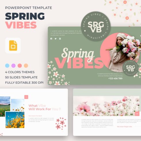 Spring Vibes Google Slides Theme - main image preview.