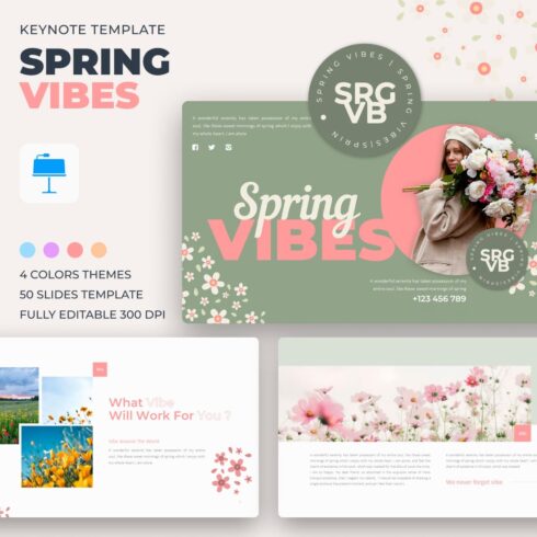 Spring Vibes Keynote Template - main image preview.