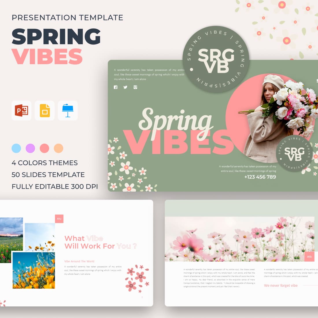Spring Vibes Presentation Template - main image preview.