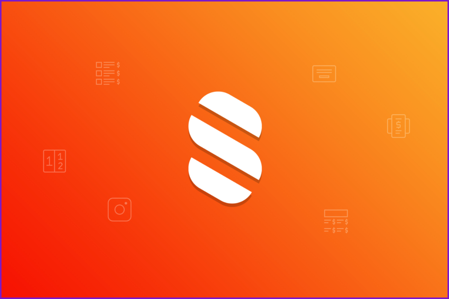 White Logo of Stratum on an orange background.