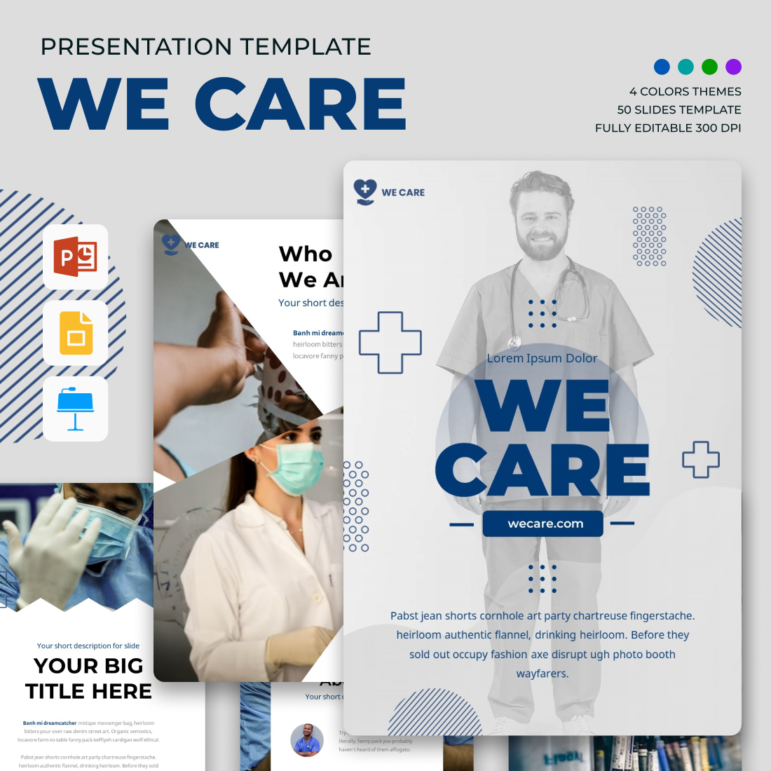 Bundle of adorable presentation slides on the theme of Health Professionals.
