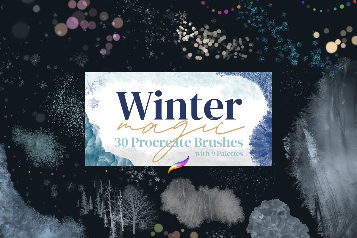 Cover image of Winter Magic Brushes for Procreate.