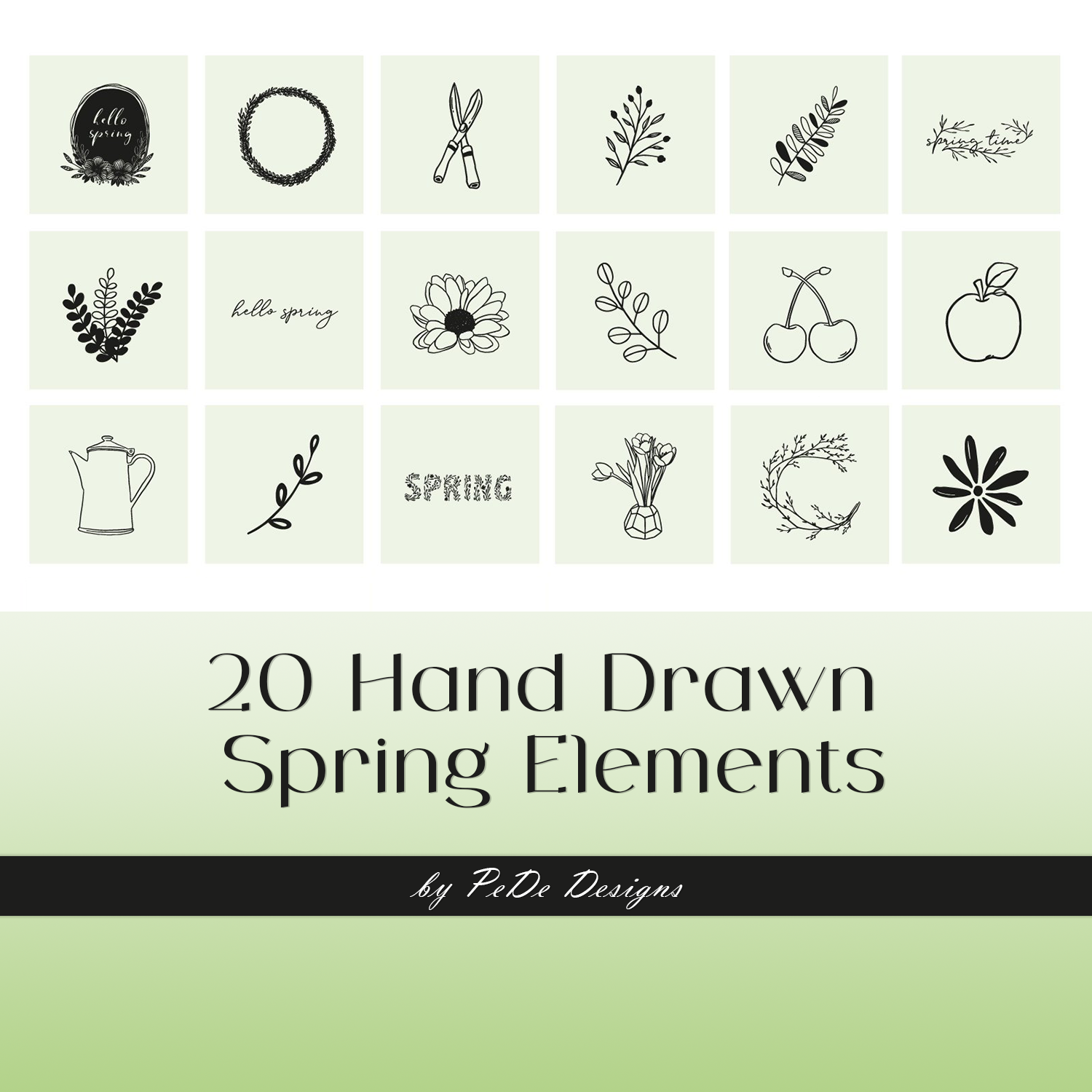 20 Hand Drawn Spring Elements cover.