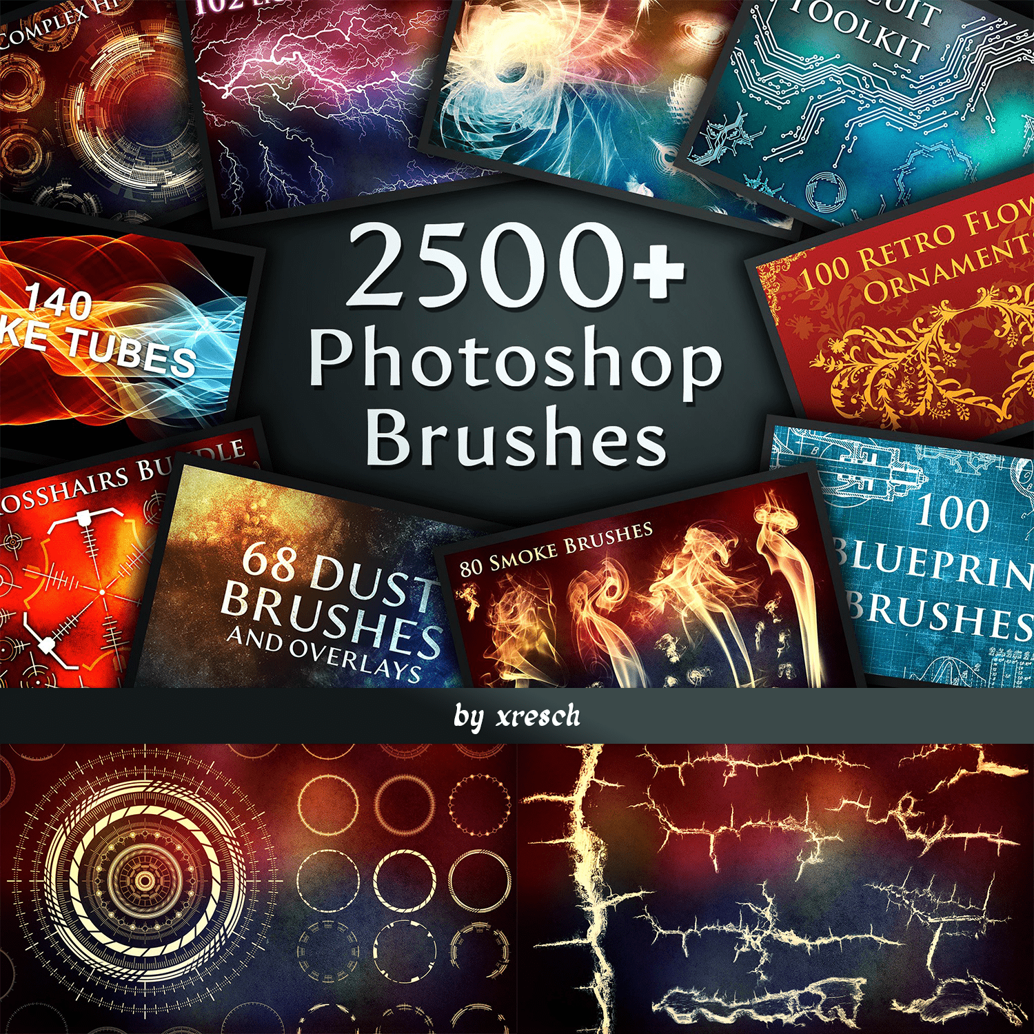 2500+ Photoshop Brushes cover.