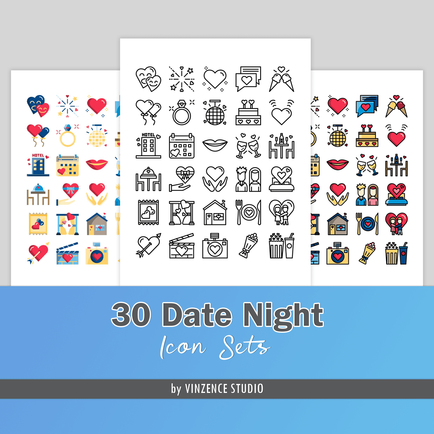 30 Date Night Icon Sets.