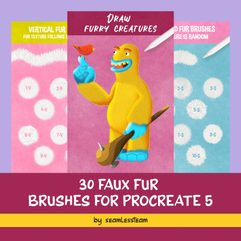 30 Faux Fur Brushes For Procreate 5.