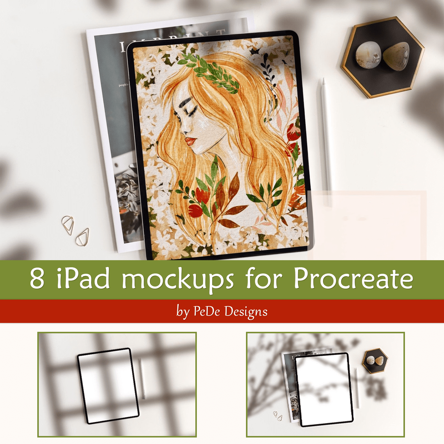 8 iPad mockups for Procreate cover.